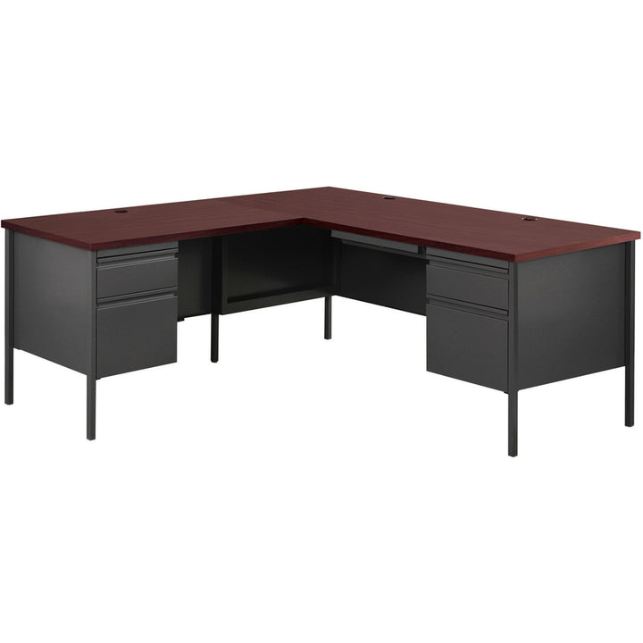 Image of Lorell Desk, Right-Pedestal, Steel, 66"x30"x29-1/2", Walnut/Black