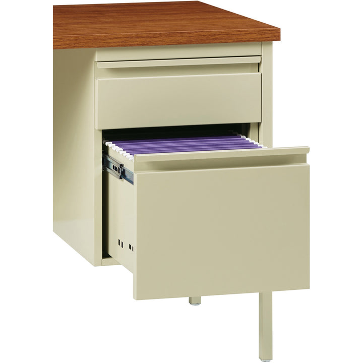 Image of Lorell Desk, Right-Pedestal, Steel, 48"x30"x29-1/2", Oak/Putty