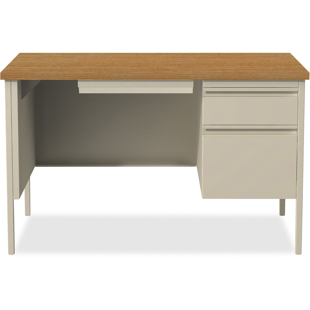 Image of Lorell Desk, Right-Pedestal, Steel, 48"x30"x29-1/2", Oak/Putty