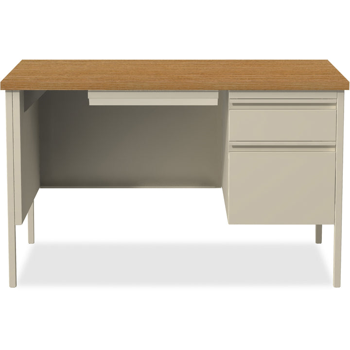 Image of Lorell Desk, Right-Pedestal, Steel, 48"x30"x29-1/2", Oak/Putty