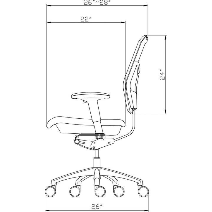 Image of Lorell HI Back Mesh Chair, 26"x27-1/2"x46", Black