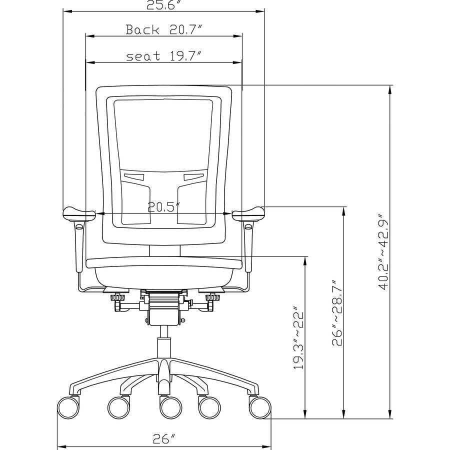 Image of Lorell HI Back Mesh Chair, 26"x27-1/2"x46", Black