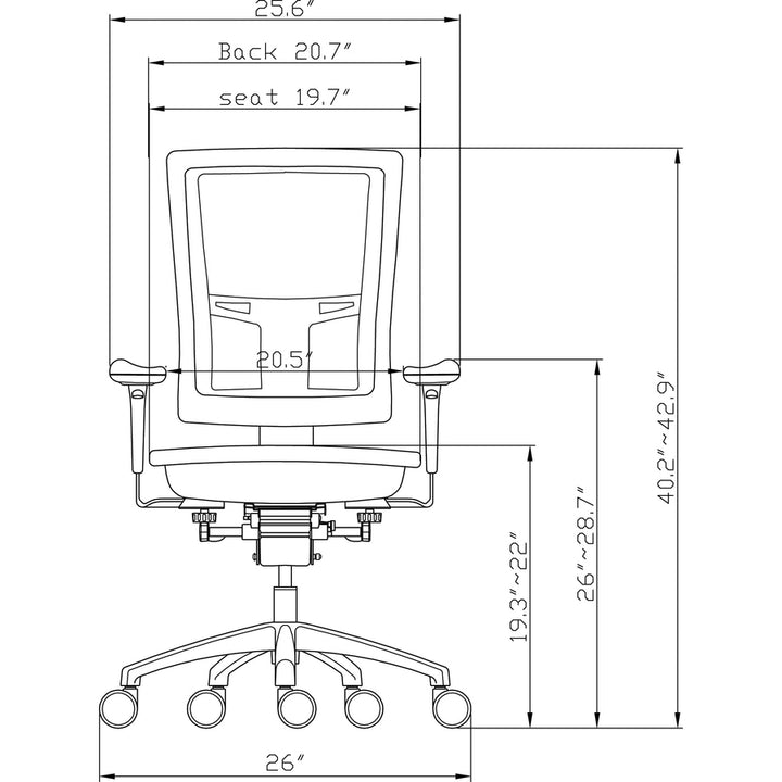 Image of Lorell HI Back Mesh Chair, 26"x27-1/2"x46", Black