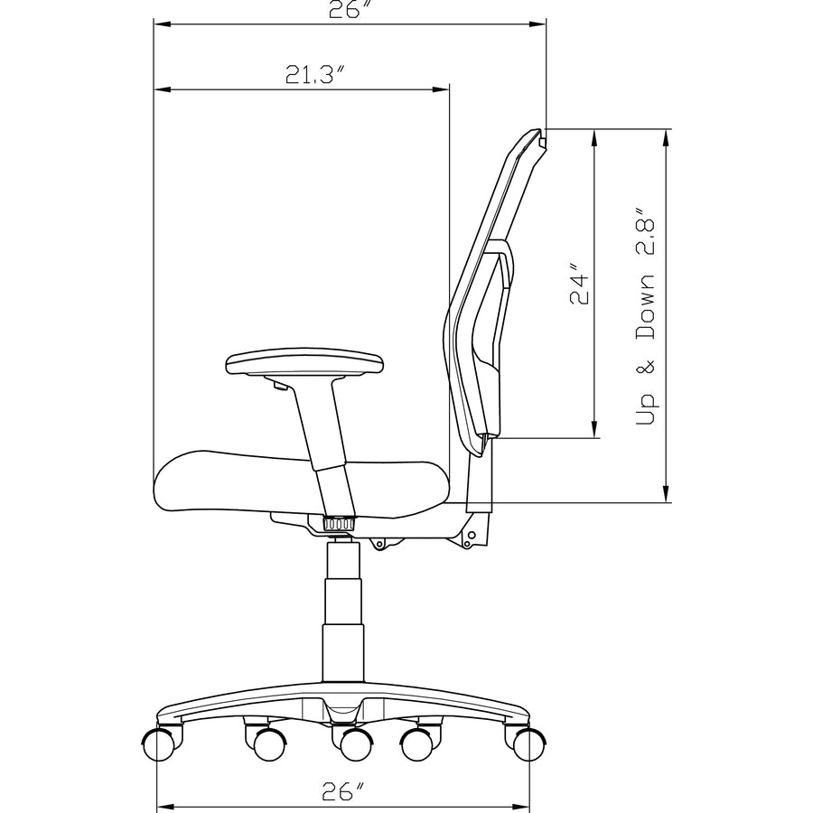 Image of Lorell Hi Back Mesh Chair, 26"x27-1/2"x46", Black