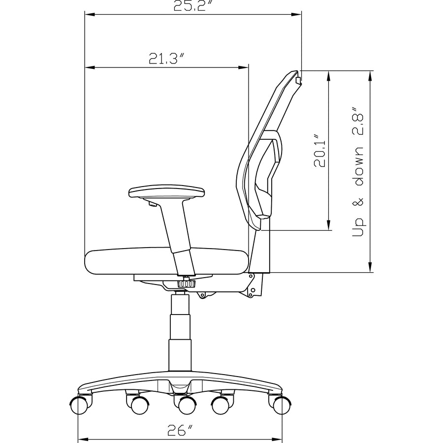 Image of Lorell Midback Mesh Chair, 25-3/8"x25-3/8"x40", Black