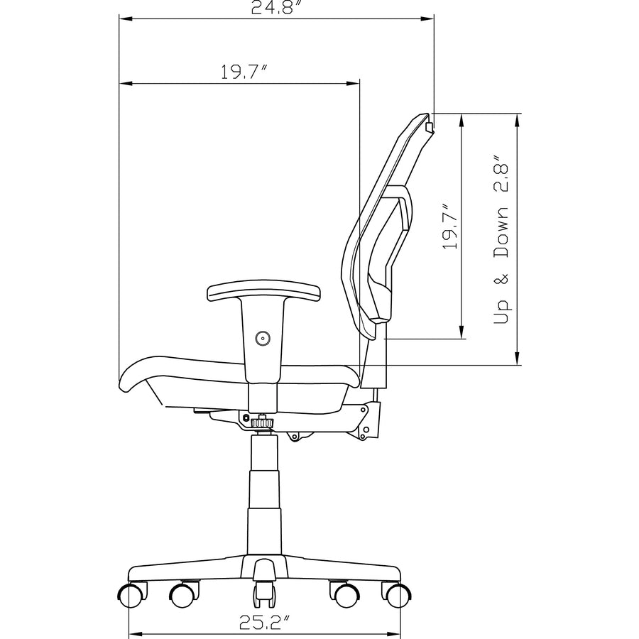 Image of Lorell Mesh Swivel Midback Chair, 25-1/4"x23-1/2"x40-1/2", BKSR