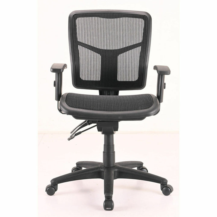 Image of Lorell Mesh Swivel Midback Chair, 25-1/4"x23-1/2"x40-1/2", BKSR