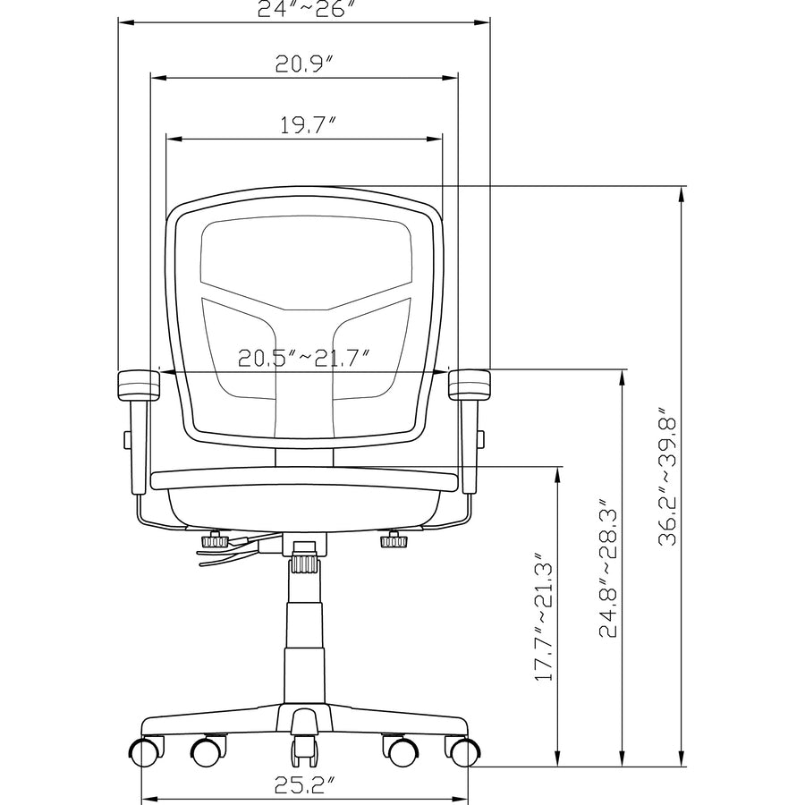 Image of Lorell Mesh Swivel Midback Chair, 25-1/4"x23-1/2"x40-1/2", BKSR