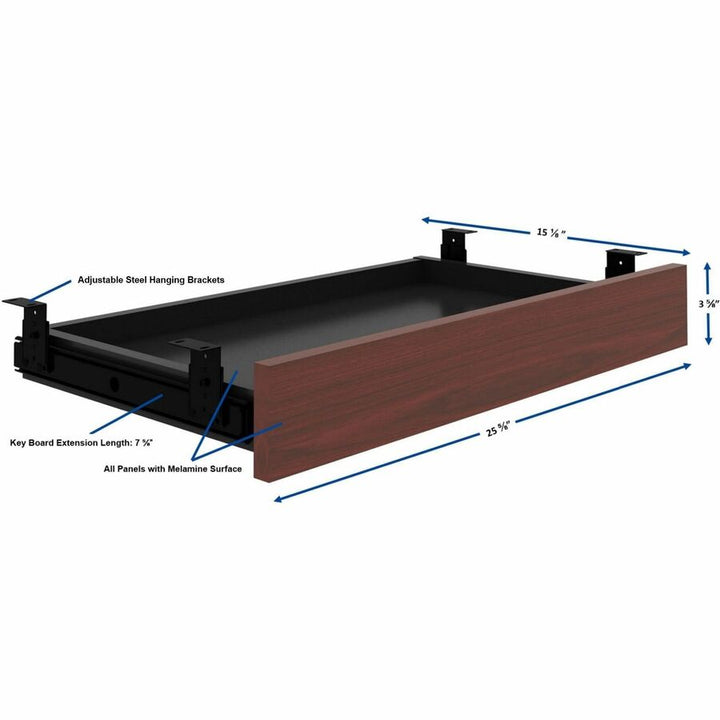 Image of Lorell Center Drawer, 26"Wx15-3/8"Dx3-5/8"H, Mahogany