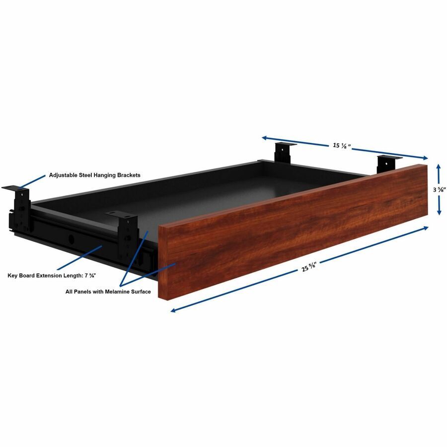 Image of Lorell Center Drawer, 26"Wx15-3/8"Dx3-5/8"H, Cherry