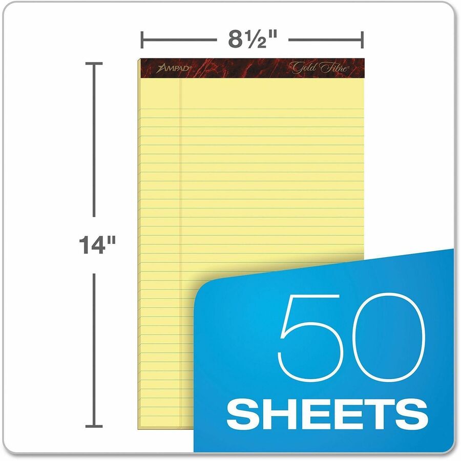 Image of TOPS 20030 Gold Fibre Premium Rule Writing Pads, Legal