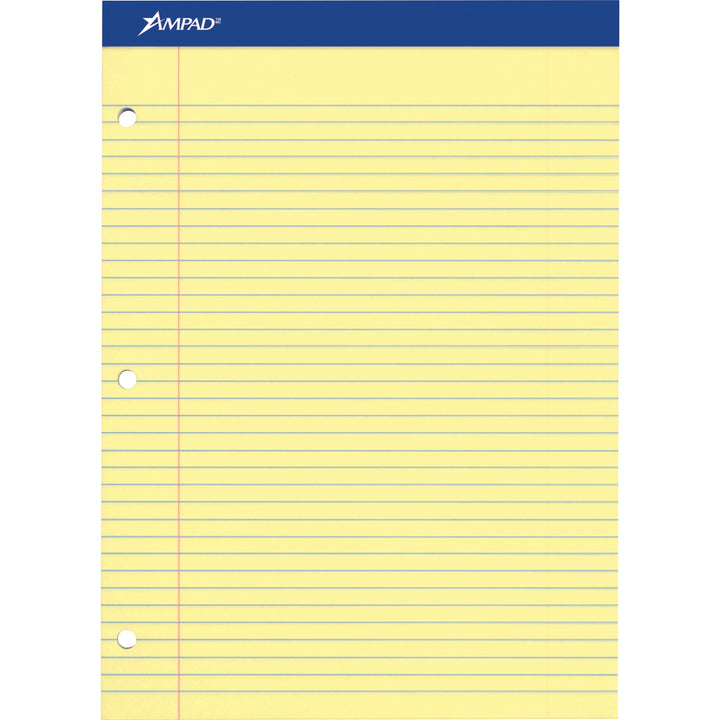 Image of Ampad® Double Sheet Pads, Medium/college Rule, 100 Canary-Yellow 8.5 X 11.75 Sheets