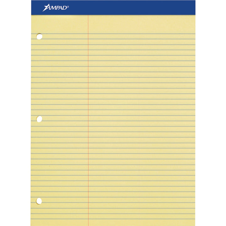 Image of Ampad® Double Sheet Pads, Pitman Rule Variation (offset Dividing Line - 3" Left), 100 Canary-Yellow 8.5 X 11.75 Sheets
