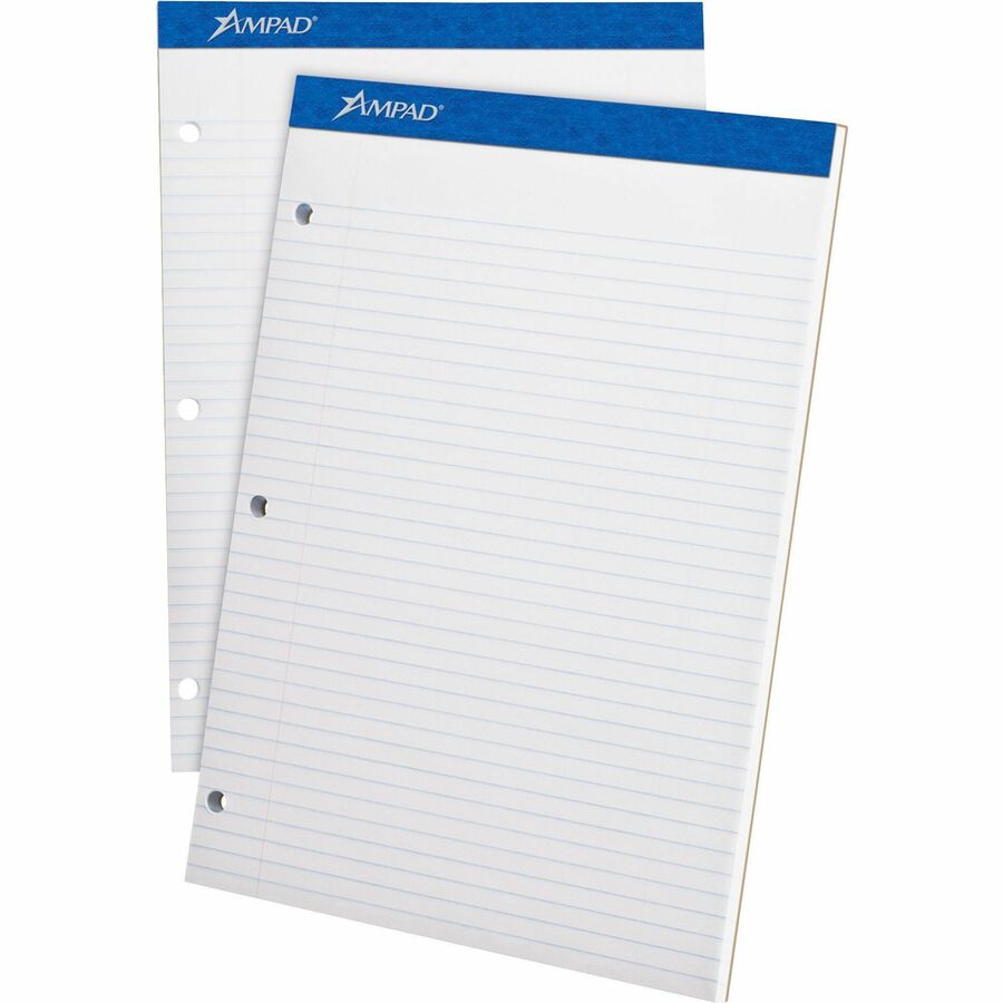 Image of Ampad® Double Sheet Pads, Medium/college Rule, 100 White 8.5 X 11.75 Sheets
