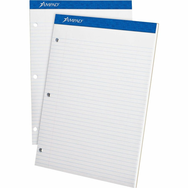 Image of Ampad® Double Sheet Pads, Medium/college Rule, 100 White 8.5 X 11.75 Sheets