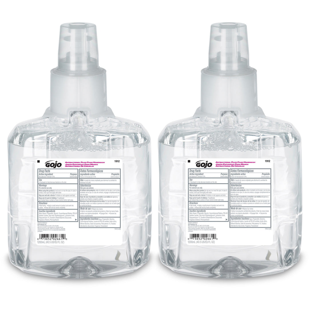 Image of GOJO® Foam Handwash, f/LTX-12, Antibacterial Plum,1200mL,2/CT,CL