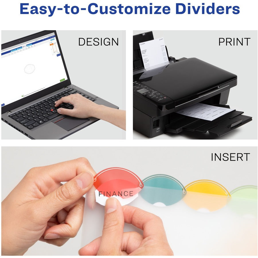 Image of Avery® Insertable Style Edge Plastic Mini Dividers for 3 Ring Binders, 5.5" x 8.5" , 5-Tab Set, Multicolor, 1 Set (11118)