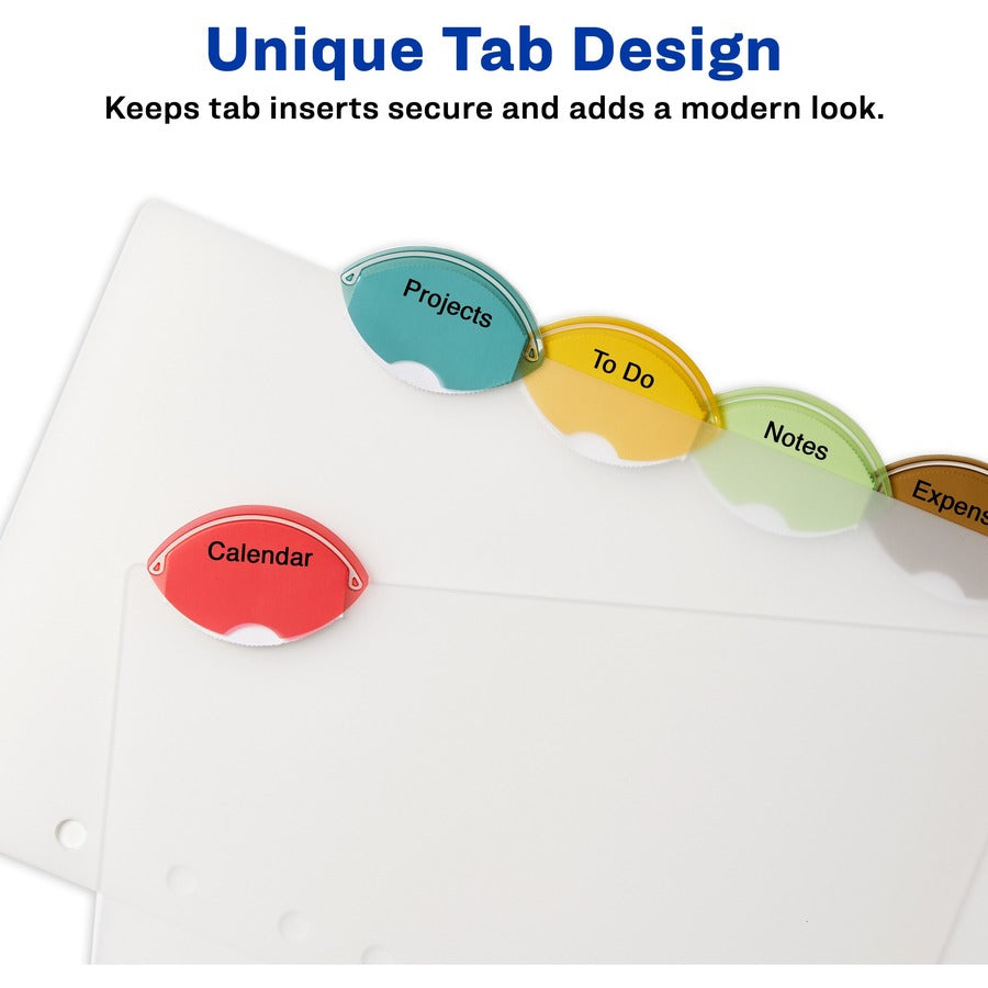 Image of Avery® Insertable Style Edge Plastic Mini Dividers for 3 Ring Binders, 5.5" x 8.5" , 5-Tab Set, Multicolor, 1 Set (11118)