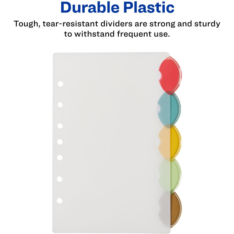 Image of Avery® Insertable Style Edge Plastic Mini Dividers for 3 Ring Binders, 5.5" x 8.5" , 5-Tab Set, Multicolor, 1 Set (11118)