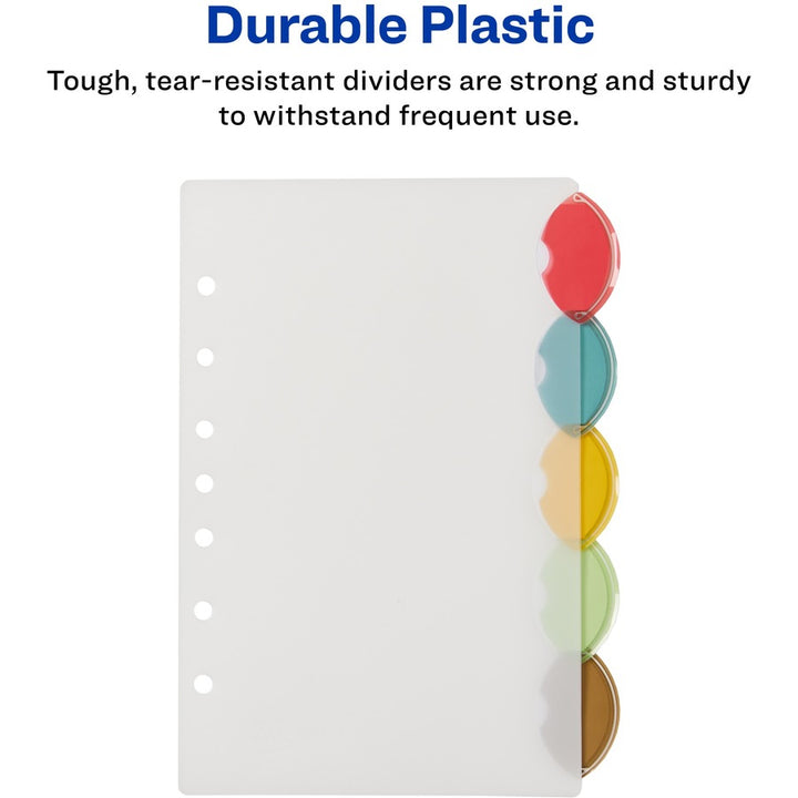 Image of Avery® Insertable Style Edge Plastic Mini Dividers for 3 Ring Binders, 5.5" x 8.5" , 5-Tab Set, Multicolor, 1 Set (11118)