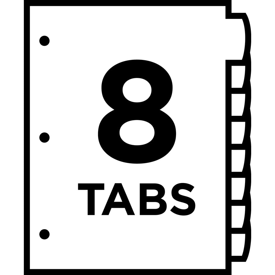 Image of Avery® Write and Erase Big Tab Durable Plastic Dividers, 3-Hole Punched, 8-Tab, 11 x 8.5, White, 1 Set