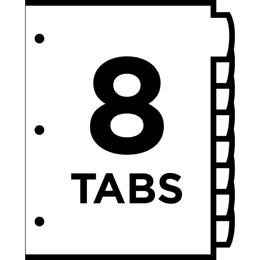 Image of Avery® Write and Erase Big Tab Durable Plastic Dividers, 3-Hole Punched, 8-Tab, 11 x 8.5, White, 1 Set