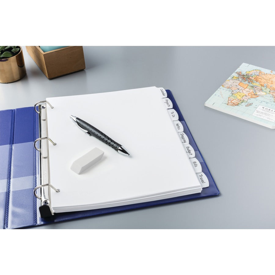 Image of Avery® Write and Erase Big Tab Durable Plastic Dividers, 3-Hole Punched, 8-Tab, 11 x 8.5, White, 1 Set