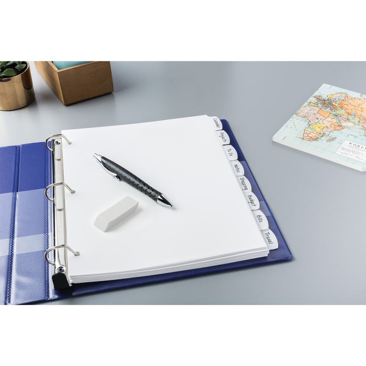 Image of Avery® Write and Erase Big Tab Durable Plastic Dividers, 3-Hole Punched, 8-Tab, 11 x 8.5, White, 1 Set