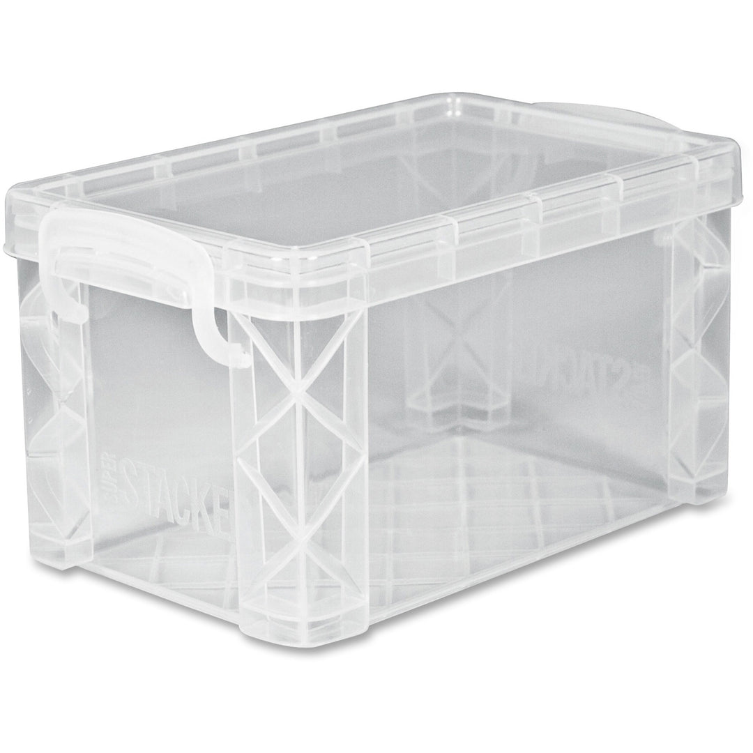 Image of Advantus Super Stacker Storage Boxes, Holds 400 3 X 5 Cards, 6.25 X 3.88 X 3.5, Plastic, Clear