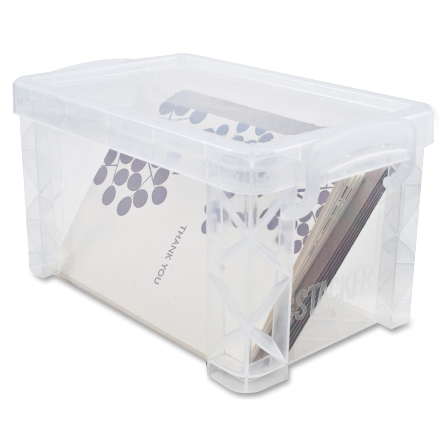 Image of Advantus Super Stacker Storage Boxes, Holds 400 3 X 5 Cards, 6.25 X 3.88 X 3.5, Plastic, Clear