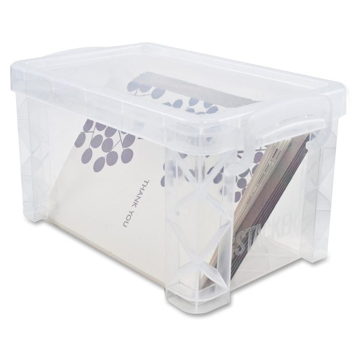Image of Advantus Super Stacker Storage Boxes, Holds 400 3 X 5 Cards, 6.25 X 3.88 X 3.5, Plastic, Clear