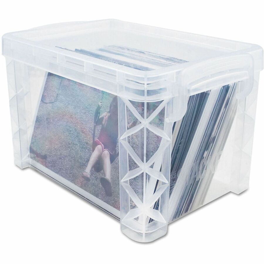 Image of Advantus Super Stacker Storage Boxes, Holds 400 3 X 5 Cards, 6.25 X 3.88 X 3.5, Plastic, Clear