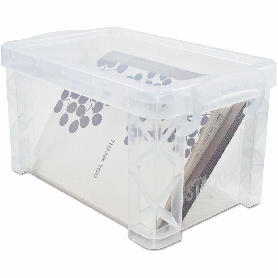 Image of Advantus Super Stacker Storage Boxes, Holds 400 3 X 5 Cards, 6.25 X 3.88 X 3.5, Plastic, Clear