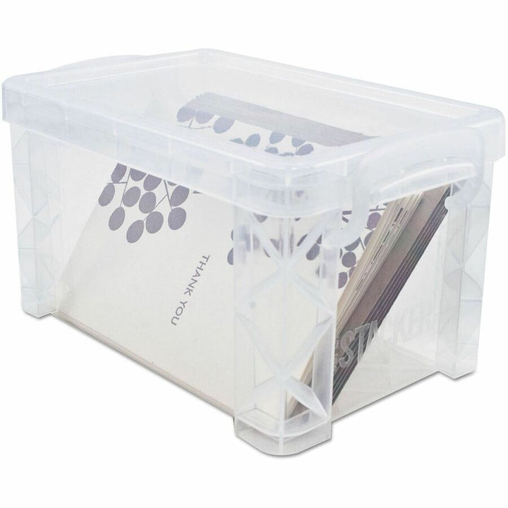 Image of Advantus Super Stacker Storage Boxes, Holds 400 3 X 5 Cards, 6.25 X 3.88 X 3.5, Plastic, Clear