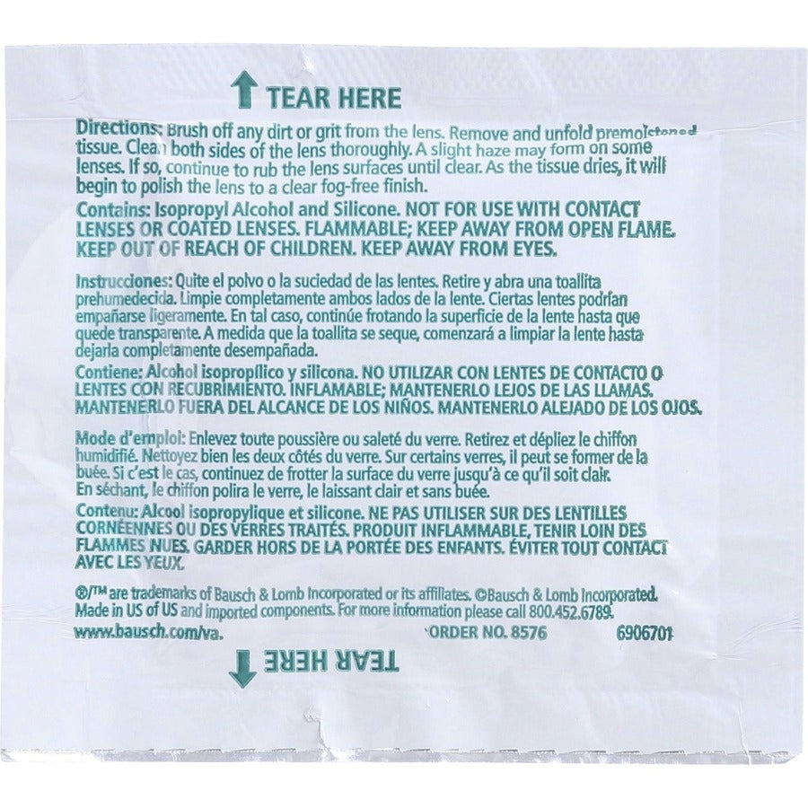 Image of Bausch + Lomb 8576 Sight Savers Pre-Moistened Cleaning Tissues