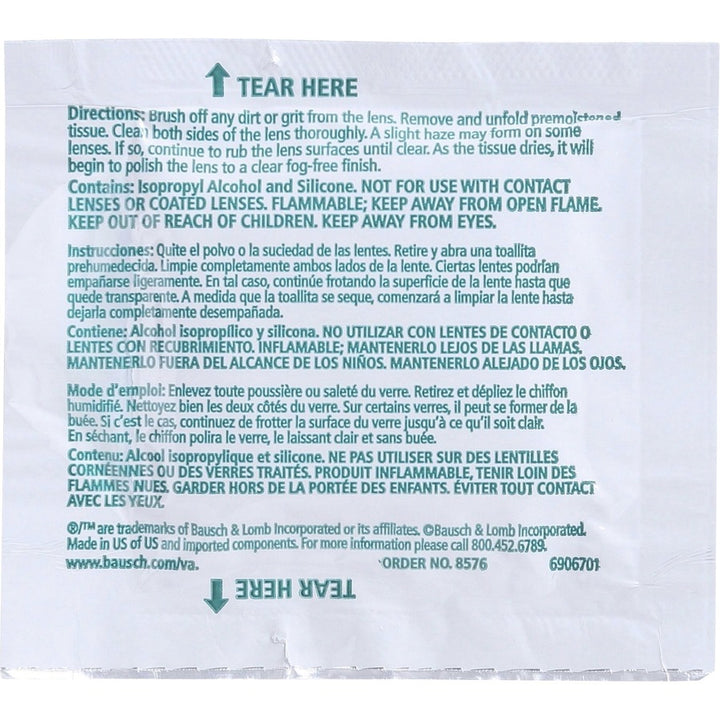 Image of Bausch + Lomb 8576 Sight Savers Pre-Moistened Cleaning Tissues