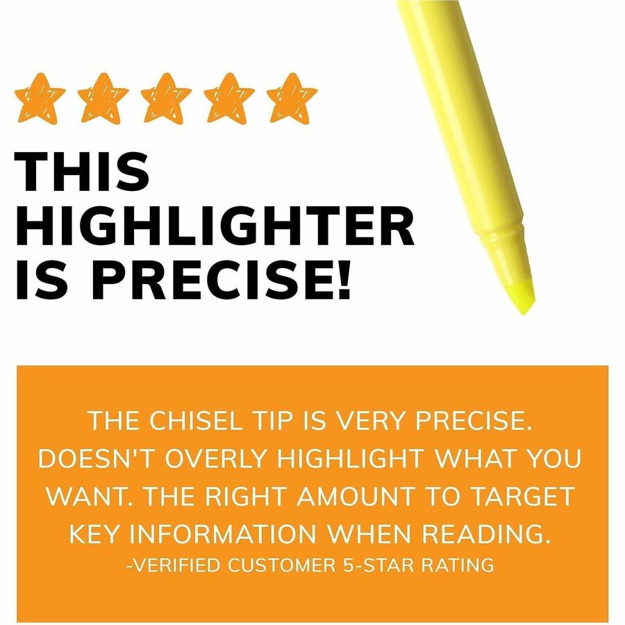 Image of BIC BriteLiner BL241YW Brite Liner Highlighters, Fluorescent Yellow Ink, Water Based, 24 / Box