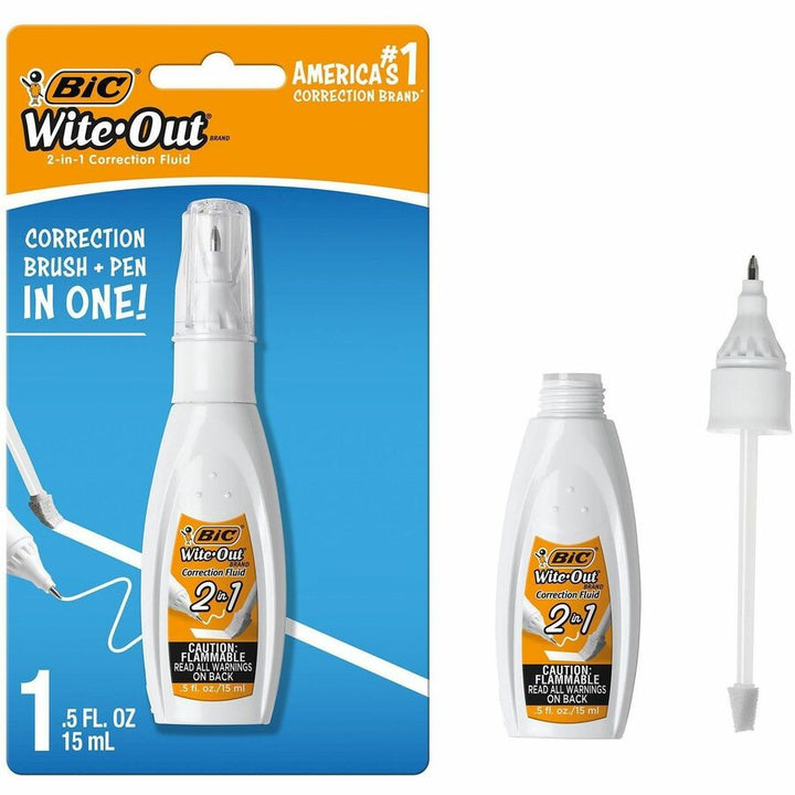 Image of BIC® Wite-Out 2 In 1 Correction Fluid, 15ml, White