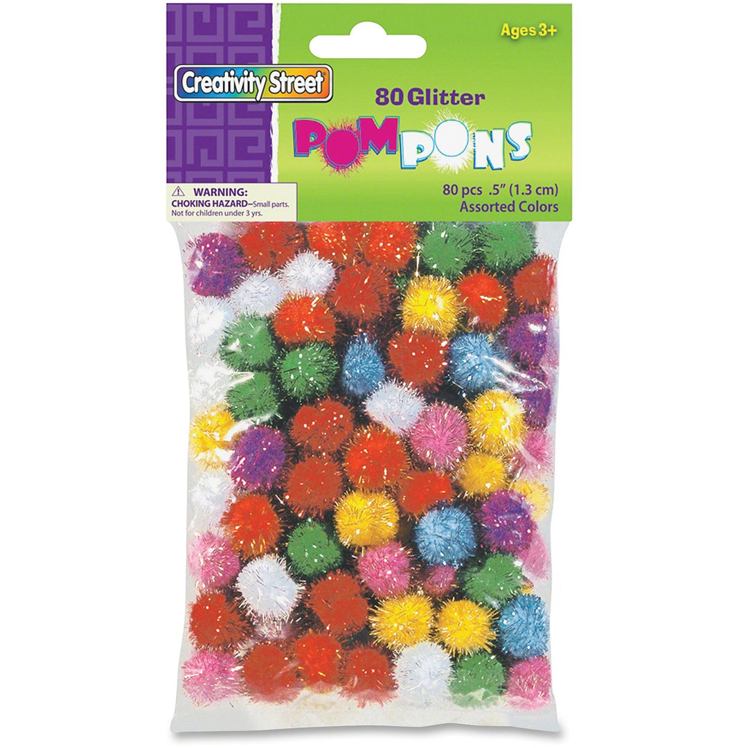 Image of Pacon® Glitter Pom Poms, 1/2", 80/PK, Assortment