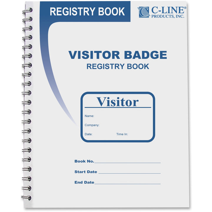 Image of C-Line® Visitor Badges With Registry Log, 3 5/8 X 1 7/8, White, 150 Badges/box