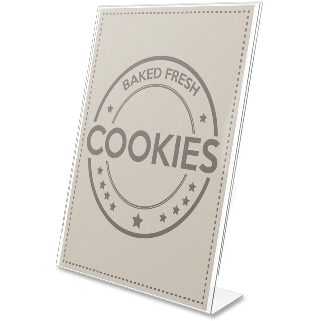 Image of deflecto® Sign Holder, Anti Glare, Slant, 11"x8.5"x2.5", Clear
