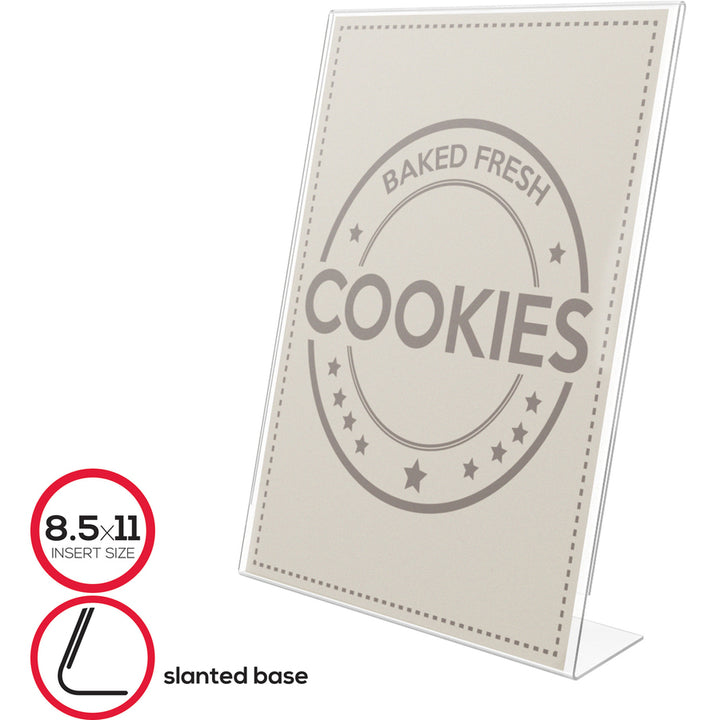 Image of deflecto® Sign Holder, Anti Glare, Slant, 11"x8.5"x2.5", Clear