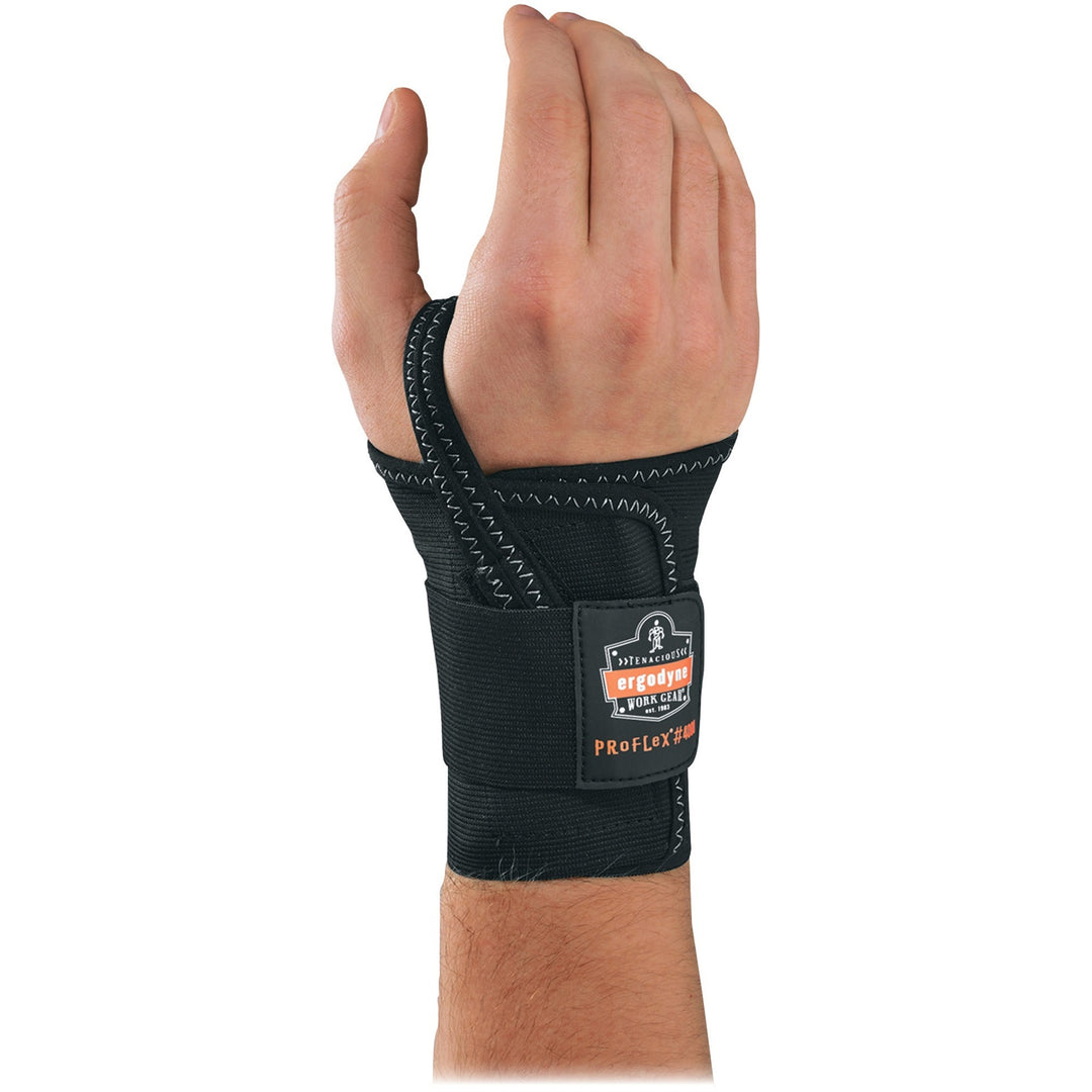 Image of ergodyne® Wrist Support, Single Strap, Right-handed, Large, Black