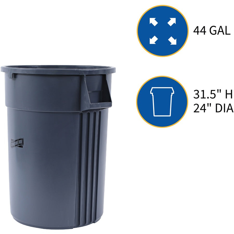 Image of Genuine Joe Trash Container, Heavy Duty, 44 Gal, 31.5"x24"x24", Gray