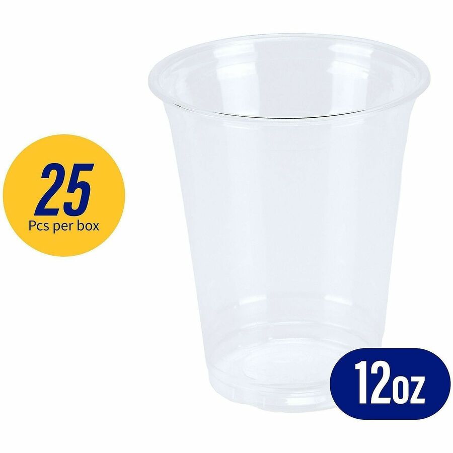 Image of Genuine Joe 58231 12 oz Clear Plastic Cups, 12 fl oz, Clear, Plastic, Cold Drink, Beverage, 25 / Pack