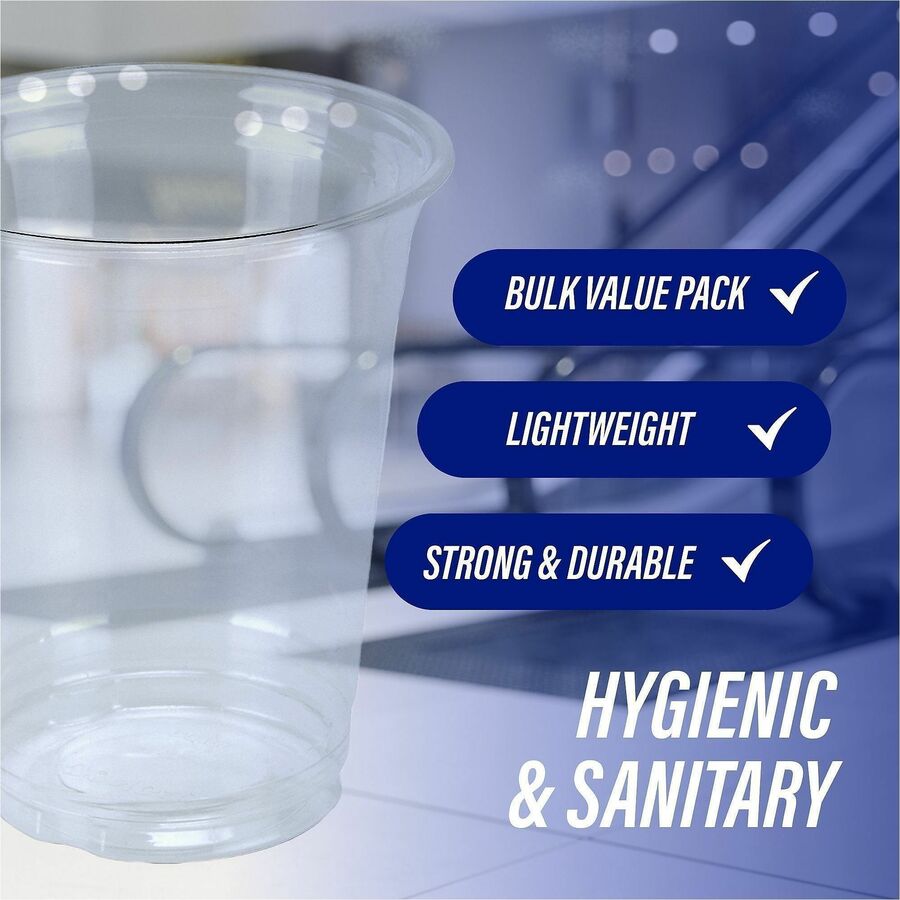 Image of Genuine Joe 58231 12 oz Clear Plastic Cups, 12 fl oz, Clear, Plastic, Cold Drink, Beverage, 25 / Pack