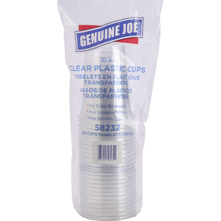 Image of Genuine Joe 58232 10 oz Clear Plastic Cups, 10 fl oz, Clear, Plastic, Cold Drink, Beverage, 25 / Pack