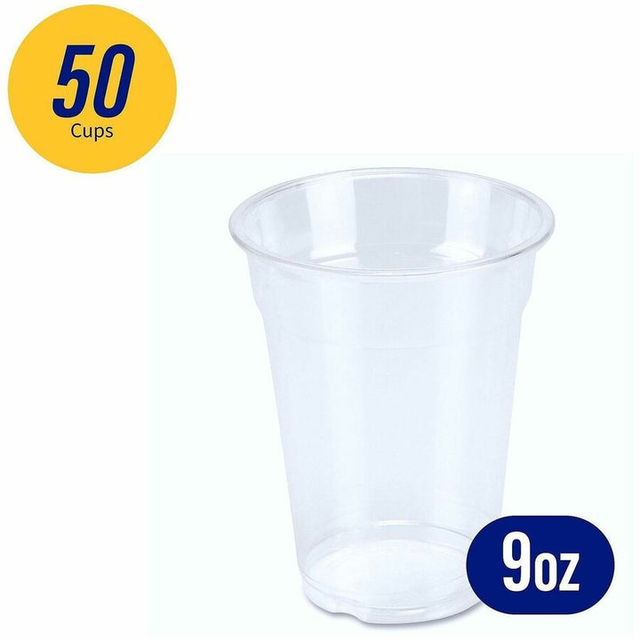Image of Genuine Joe 58233 9 oz Clear Plastic Cups, 9 fl oz, Clear, Plastic, Cold Drink, Beverage, 50 / Pack