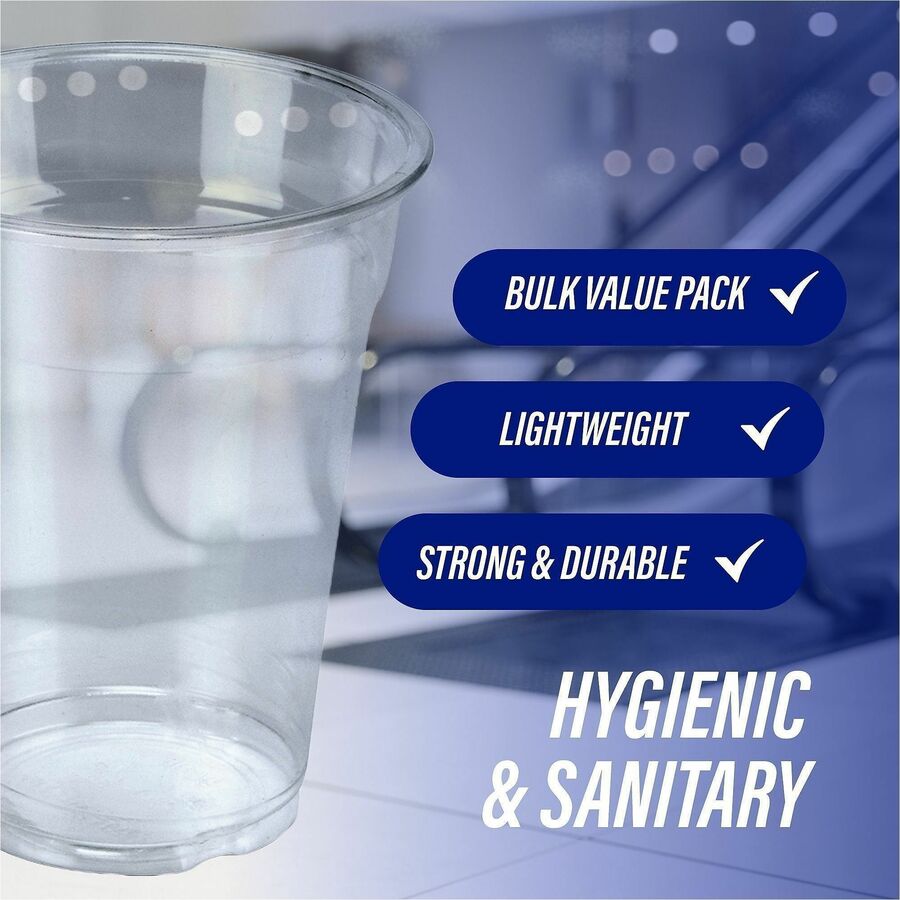 Image of Genuine Joe 58233 9 oz Clear Plastic Cups, 9 fl oz, Clear, Plastic, Cold Drink, Beverage, 50 / Pack
