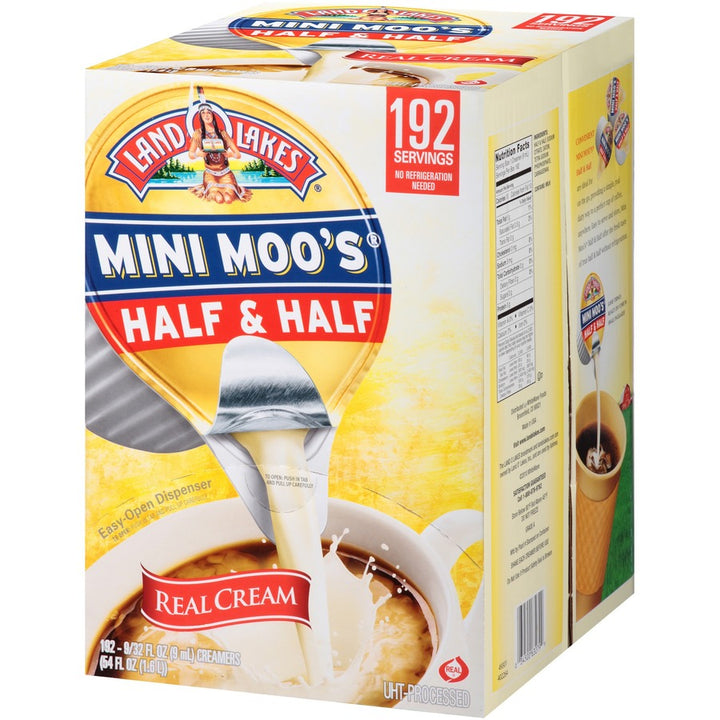 Image of Land O' Lakes® Mini Moo's Half and Half, 0.3 oz Mini Cups, 192/Carton